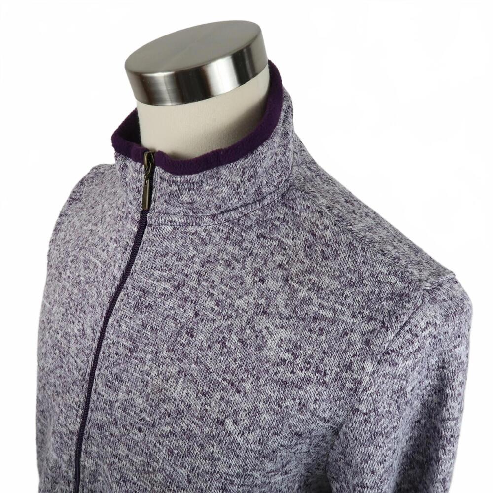 Stan Herman Mens Soft Polyester Fleece LS Full Zip Blended Purple Sweater Large